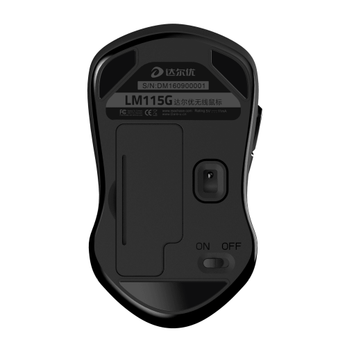 Мышь беспроводная Dareu LM115G Black (черный), DPI 800/1200/1600, ресивер 2.4GHz, размер 107x59x38мм