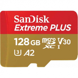 Карта памяти SanDisk Extreme Plus microSDXC 128GB + SD Adapter + Rescue Pro Deluxe 170MB/s A2 C10 V30 UHS-I U3