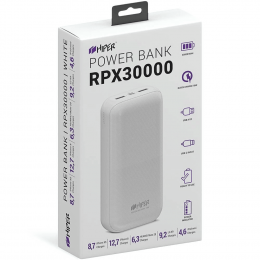 Внешний аккумулятор HIPER RPX30000 Li-Pol 30000 mAh QC 3A+2.4A 2xUSB 1xType-C белый
