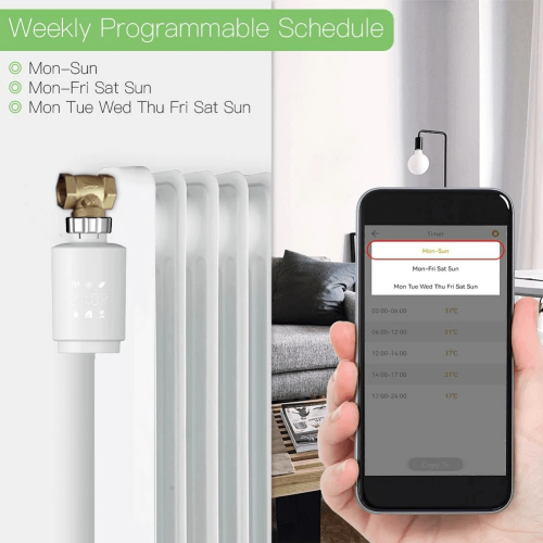 Термостатическая головка MOES Temperature Controller Zigbee AA 2шт х 1.5 V, накладная Белая