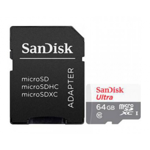 Карта памяти SanDisk Ultra® 64GB microSDXC + SD Adapter 100MB/s Class 10 UHS-I