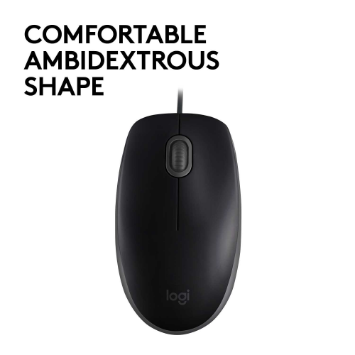 Мышь Logitech B110 Silent (B110s) Black (черная, бесшумная, оптическая, 3 кнопки, 1000dpi, USB, 1.8м) (M/N: M-U0051)