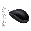 Мышь Logitech B110 Silent (B110s) Black (черная, бесшумная, оптическая, 3 кнопки, 1000dpi, USB, 1.8м) (M/N: M-U0051)