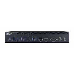 AnywhereUSB 8 Plus eight USB 3.1 Gen 1 Ports, single 10M/100M/1G/10G Ethernet, single SFP+, 12VDC