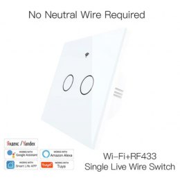 Выключатель Moes Wi-Fi Smart Switch двухклавишный белый
