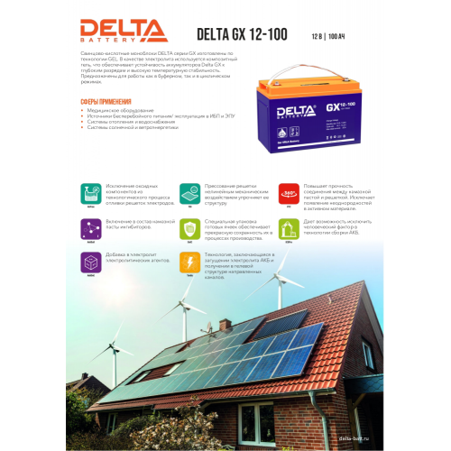 Аккумуляторная батарея Delta BATTERY GX 12-100