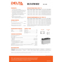 Аккумуляторная батарея Delta DTM 6032